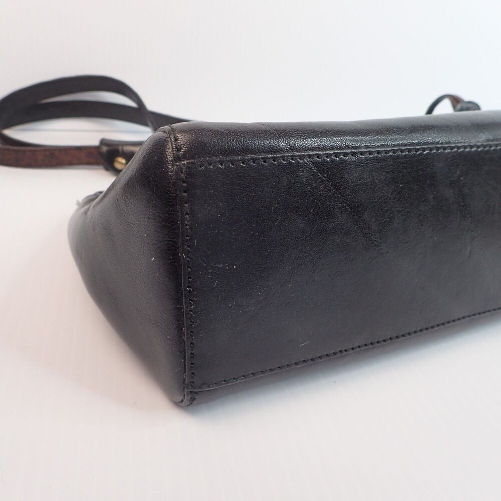 Vtg Brahmin Handbag Purse MELANIE Satchel Shoulder Bag Tuscan Black Brown Croc - Picture 5 of 16